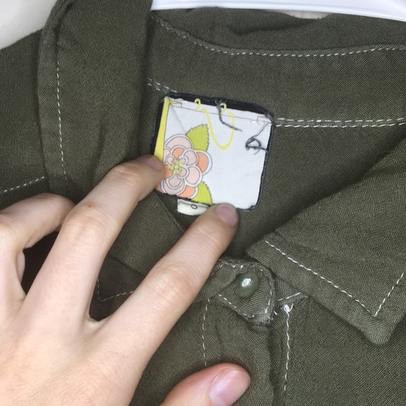 Olive Green Dip-Dye Tye-Dye Button-Down Shirt - Picture 6 of 7